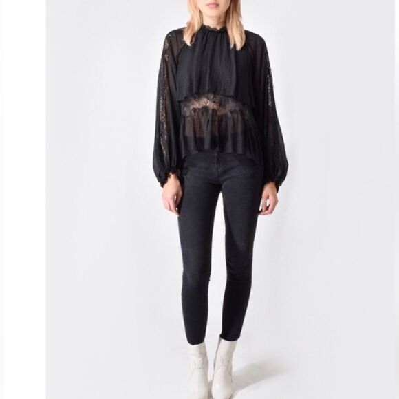 IRO Jeans THILA Designer High Waist Skinny Stretch Denim Raw hem Black Size 25 - Picture 15 of 15